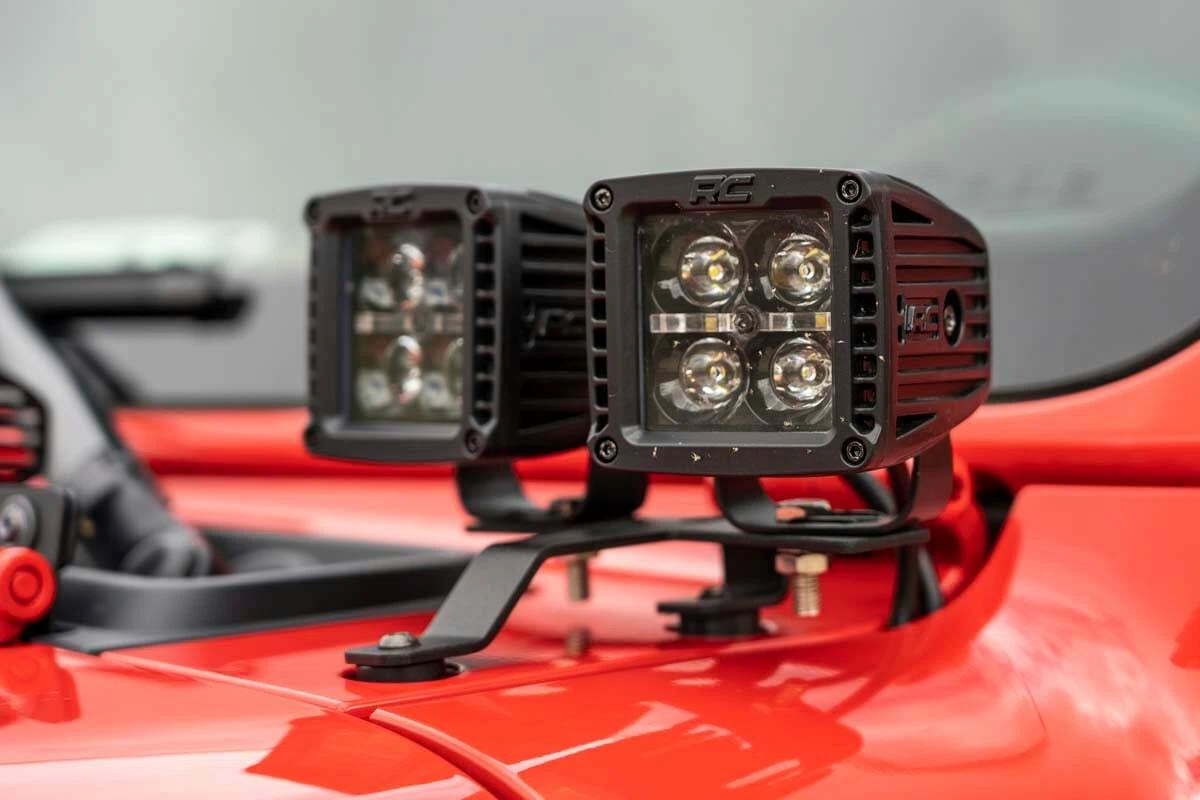 Fits Jeep Gladiator JT(18-24) LED Light Quad Cowl Mount 2_ Black Amber DRL 70823